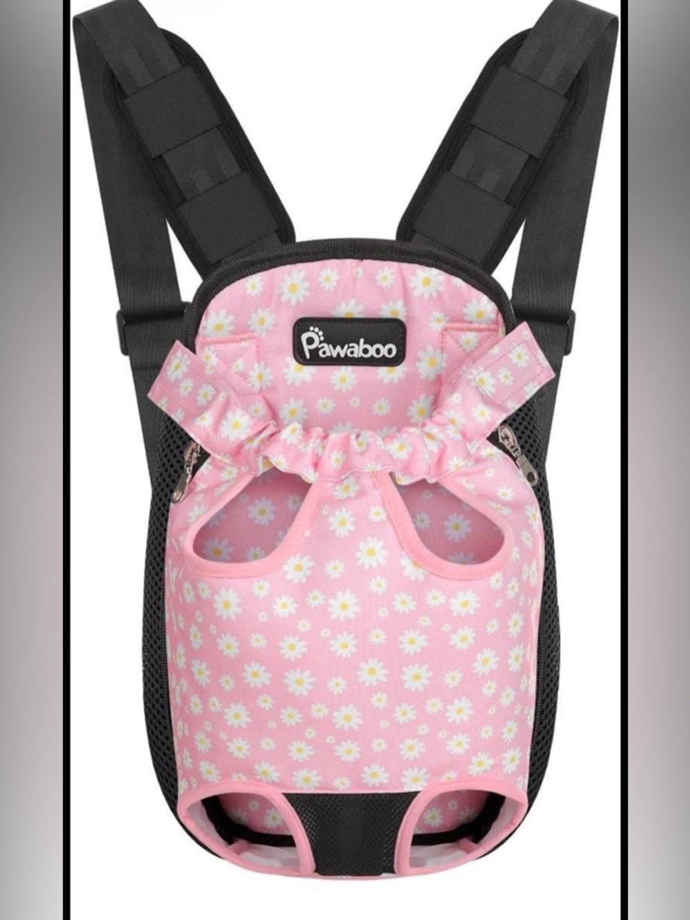 NEW Pawaboo Pet Carrier Backpack for Medium Small Dogs, Black + Pink Daisy